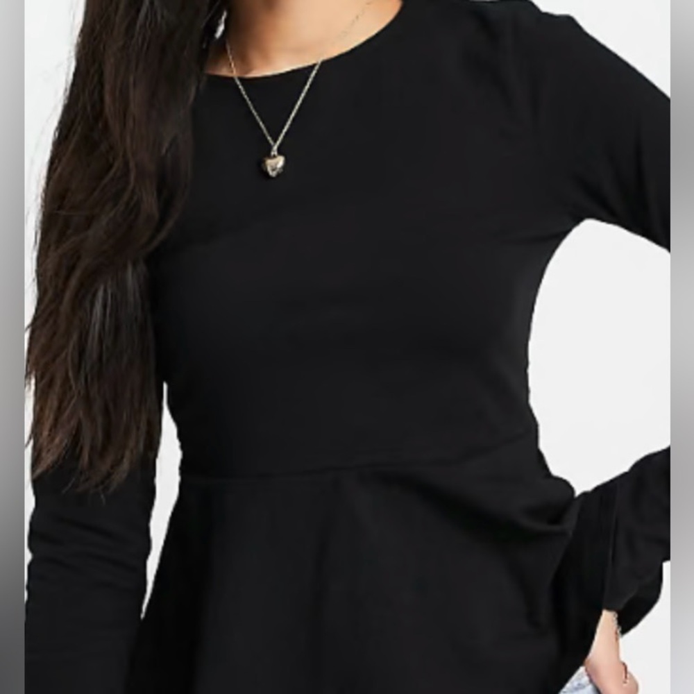 ASOS Black Peplum Top (Size 8)